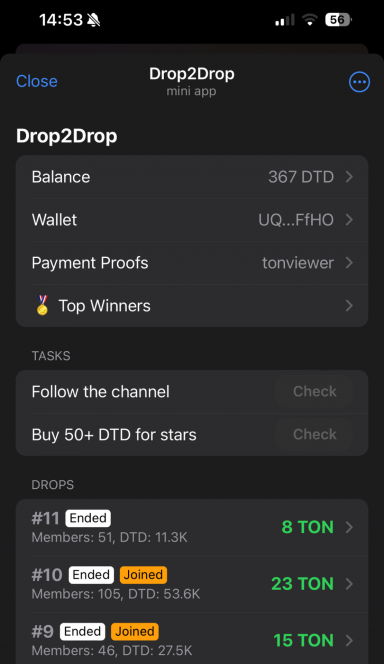 Picture Drop2Drop – Daily drops of TON. | TON App 3 | TON app