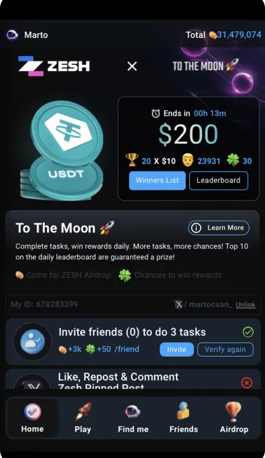 Picture ZESH: To The Moon – Bitget Editor’s ChoiceWin now dai… 3 | TON app