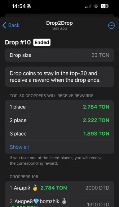 Picture Drop2Drop – Daily drops of TON. | TON App 4 | TON app