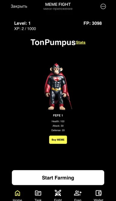 Picture FEFE FIGHT – FEFE is the online P2Pgame in TON, fight in … 4 | TON app