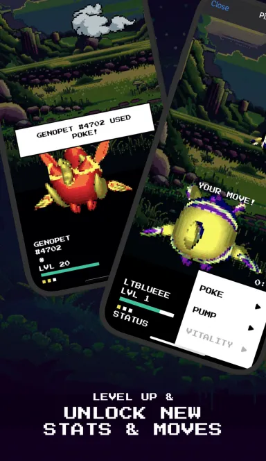 Picture Genopets: Pixelton – Enter the Pixelton Arena.  Summon … 4 | TON app