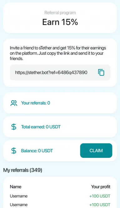 Picture sTether Bot – Our bot allows you to stake the most stable… 7 | TON app