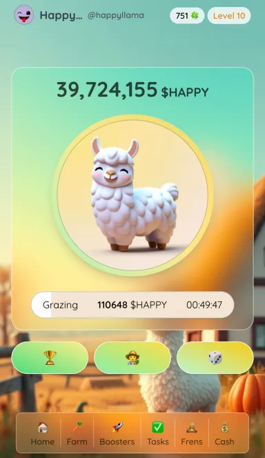 Picture Happy Llama  – Earn $HAPPY tokens by grazing your virtu… 3 | TON app