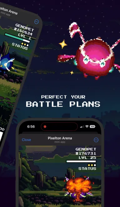 Picture Genopets: Pixelton – Enter the Pixelton Arena.  Summon … 5 | TON app