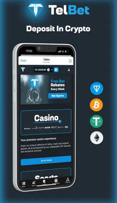 Picture TelBet – Bet Sports in Telegram. Earn cash for referrals … 5 | TON app