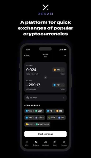 Picture Xgram – Xgram offers a unique solution for instant crypto… 3 | TON app