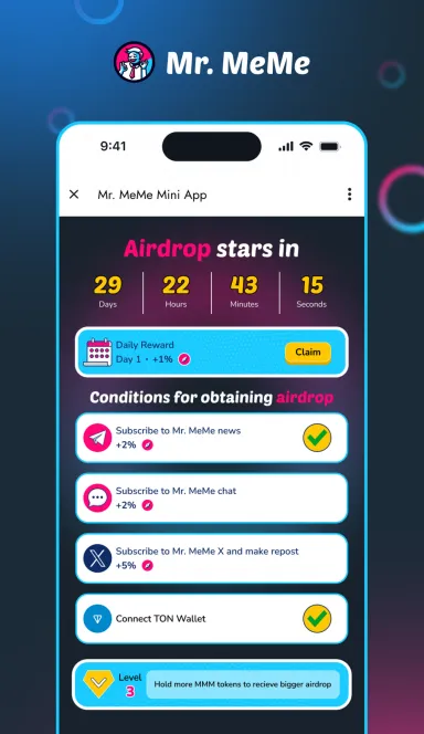 Picture Mr. MeMe Airdrop – Hurry up — you have just 30 days until… 7 | TON app