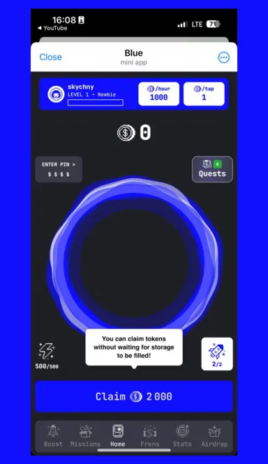 Picture Blue  –  Blue & Earn: Best Tap-to-Earn game with confir… 3 | TON app