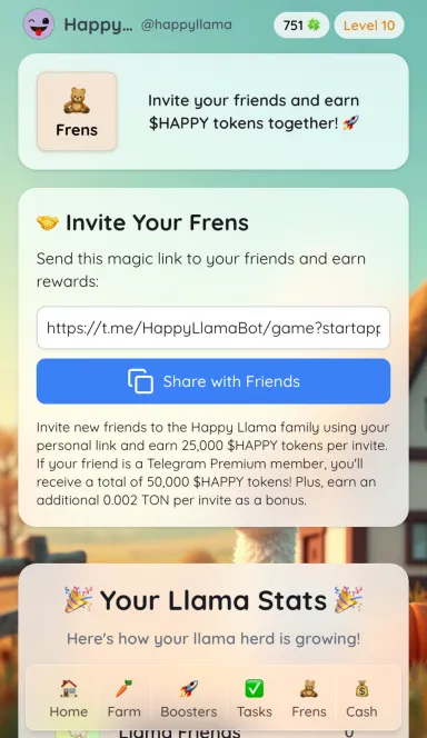 Picture Happy Llama  – Earn $HAPPY tokens by grazing your virtu… 6 | TON app