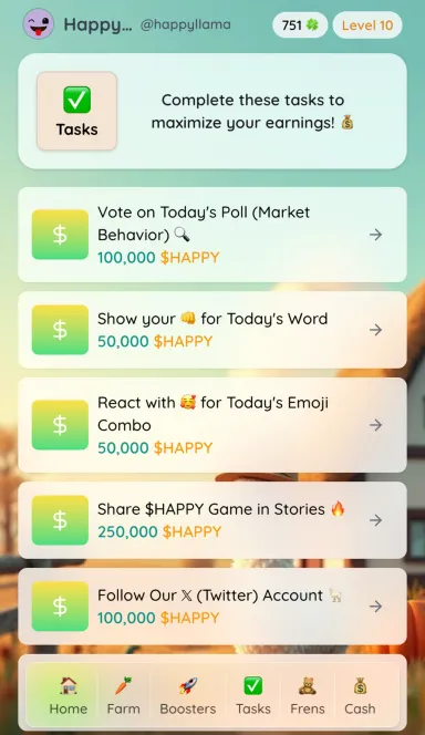 Picture Happy Llama  – Earn $HAPPY tokens by grazing your virtu… 5 | TON app