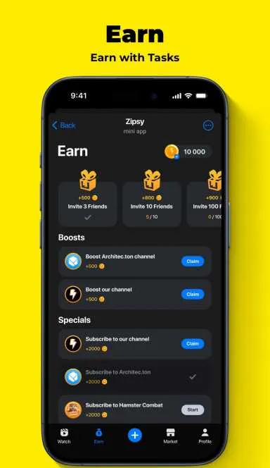 Picture Zipsy – ⚡️ TikTok in Telegram. Watch & Earn! | TON App 5 | TON app