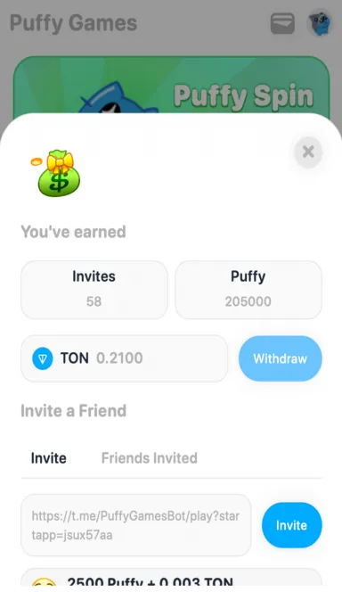 Picture Puffy Games – True on-chain games on Telegram.  | TON App 5 | TON app