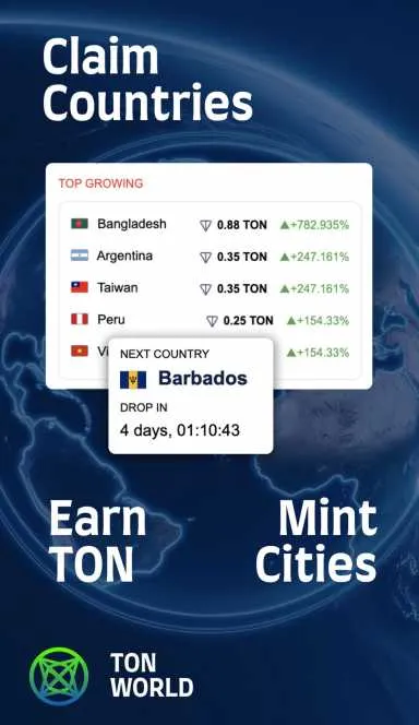 Picture TON World – Claim your favourite  Countries a… 3 | TON app