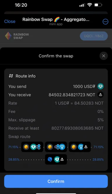 Picture Rainbow.ag – Swap Aggregator on TON  | TON App 6 | TON app