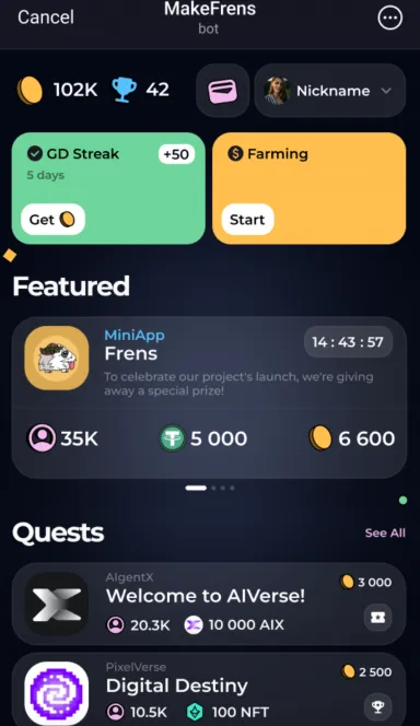 Picture Make Frens – Earn daily rewards by completing quests and … 3 | TON app