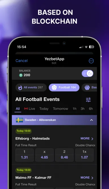 Picture YezBet – Betting on telegram based on blockchain. Fair au… 7 | TON app