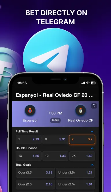 Picture YezBet – Betting on telegram based on blockchain. Fair au… 4 | TON app