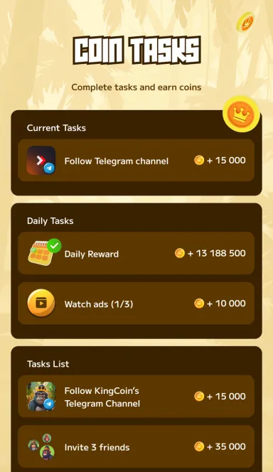 Picture KingCoin –  Welcome to the cryptojungle! Grow up small … 6 | TON app