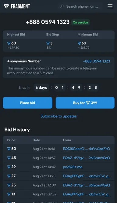 Picture Telegram Numbers 4 | TON app