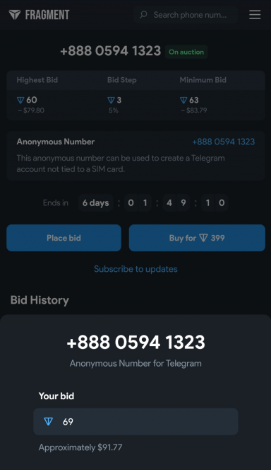 Picture Telegram Numbers 3 | TON app