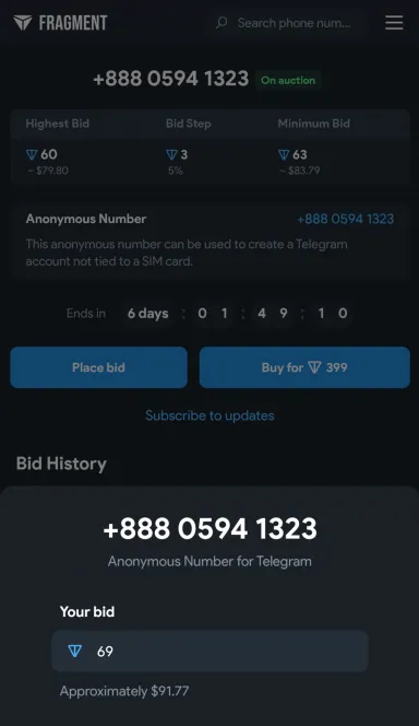 Picture Telegram Numbers 3 | TON app