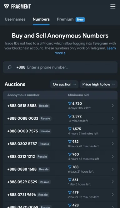 Picture Telegram Numbers 5 | TON app